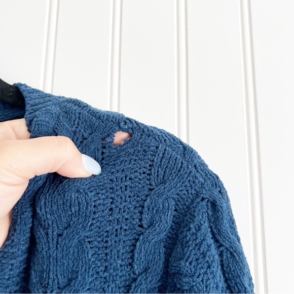 J. Jill Medium Blue Chenille Cable Knit Sweater - Picture 4 of 6